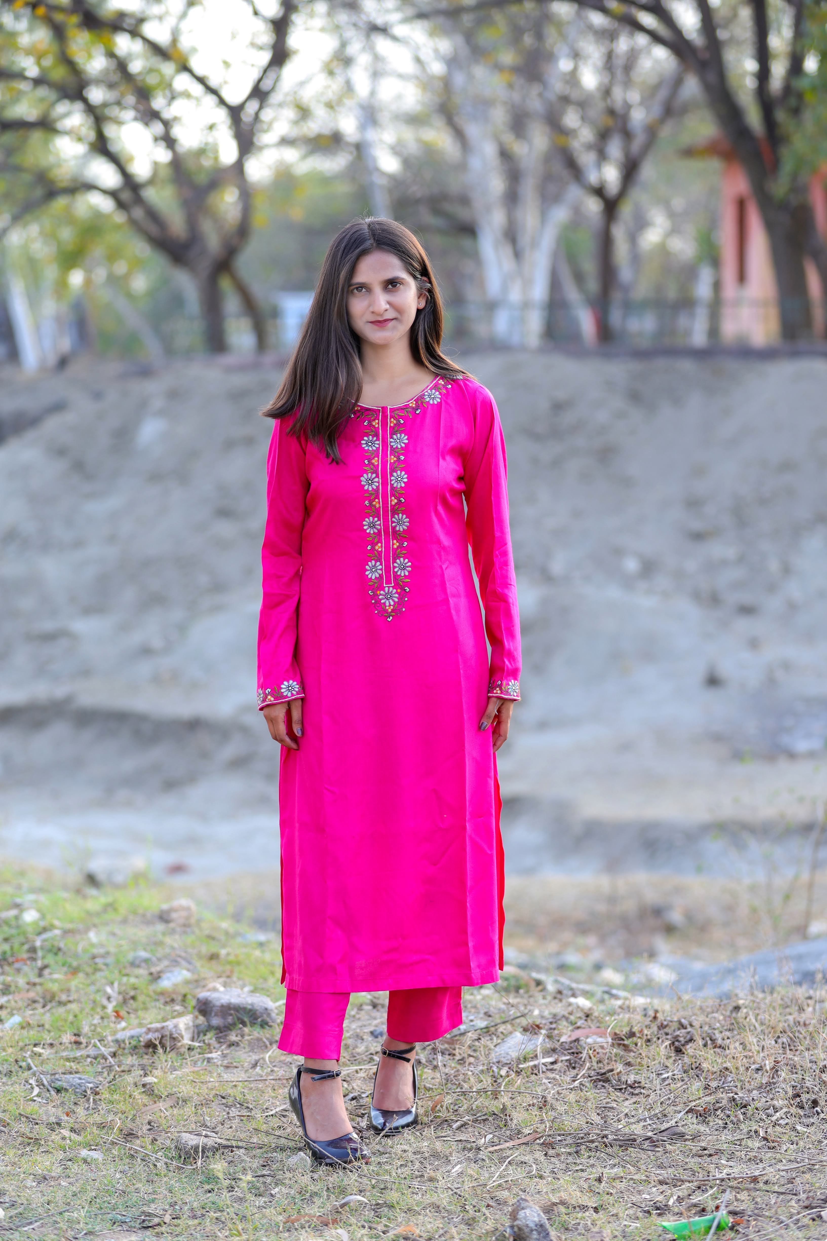 Aviva Embroidered Kurta and Straight Pant Set